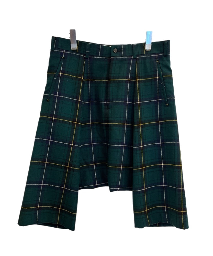 コムデギャルソンオムプリュス / 緑タータン クロップド サルエル