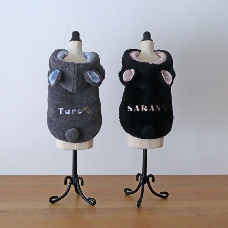 予約限定ウェア]お名前刺繍ボアくまみみパーカー | 犬服通販ドッグピース