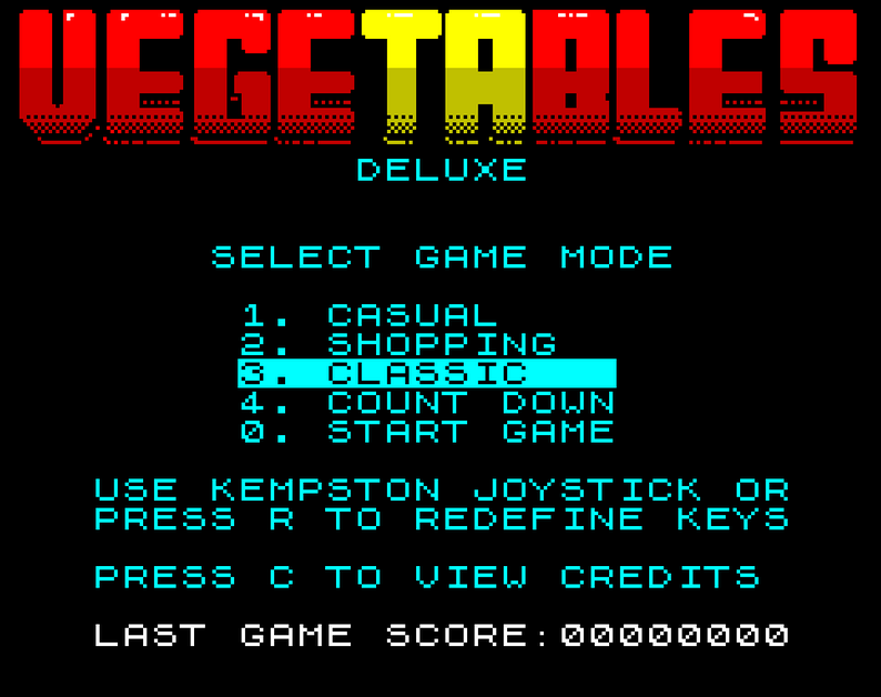 Vegetables Deluxe (ZX Spectrum) | Double Sided Games