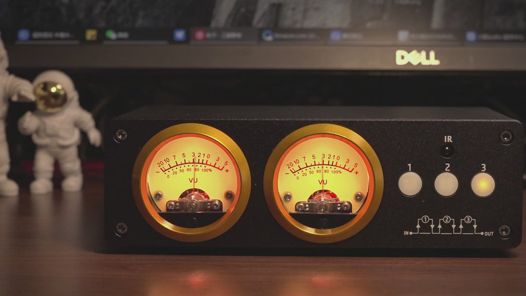 Douk Audio L3 3 Channel Stereo Audio Loop Switcher with VU Meter RCA S