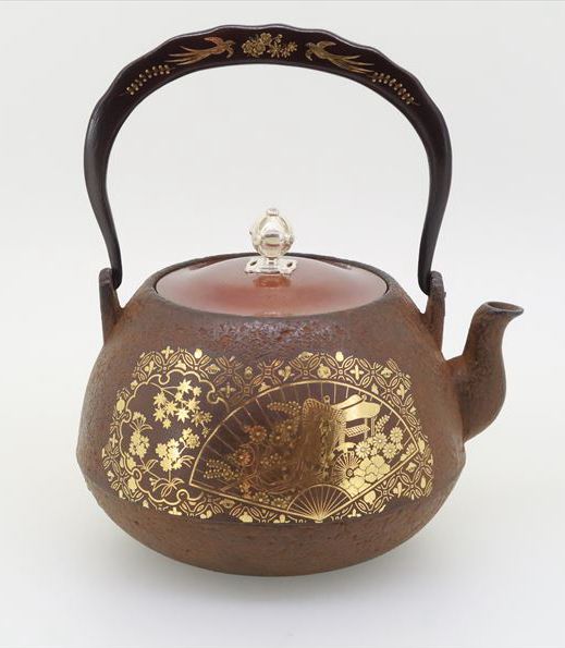 経年品】雲色銅造 京鉄瓶 象眼 取手象眼 銀象眼 象嵌 岩肌 急須 経年品