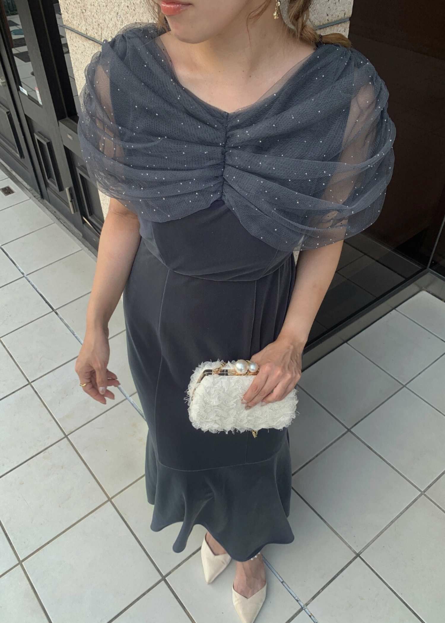 チュールケープデザインマーメイドドレス|DorryDoll