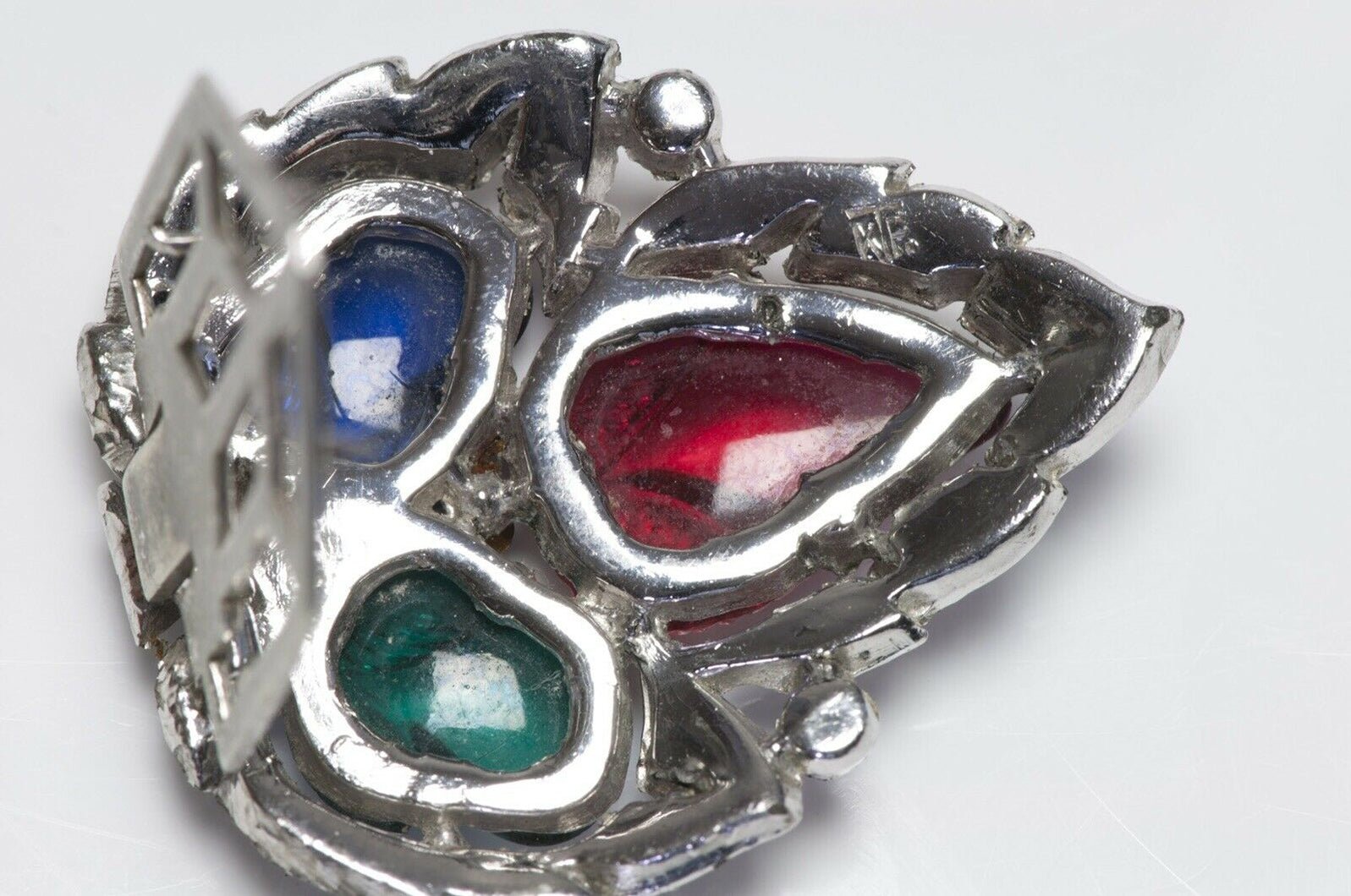 Trifari KTF 1930's Alfred Philippe Tutti Frutti Leaf Clips Brooch