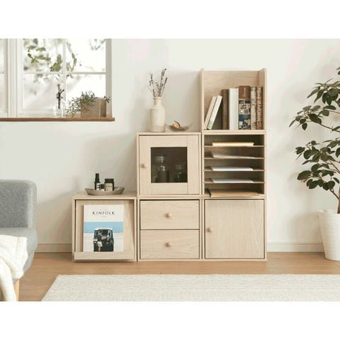 dショッピング |キューブボックス フラップ扉 引き出し ガラス扉 収納