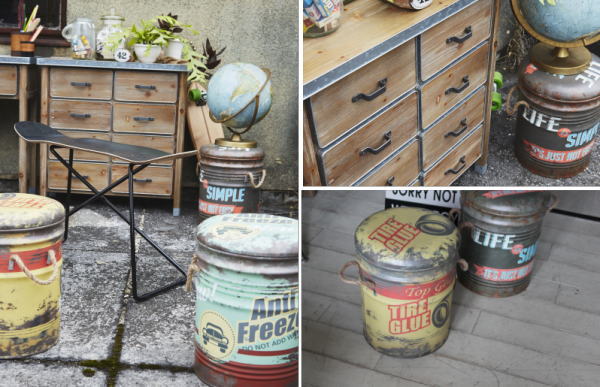 POP×ジャンクな魅力的な 中が収納になる 楽しいペール缶スツール の販売