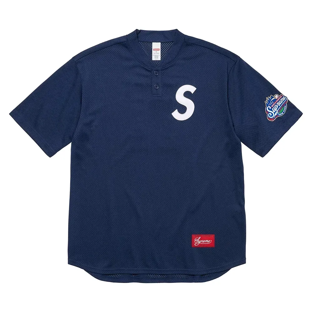 Camiseta Supreme S Logo Baseball Henley Navy - Droper