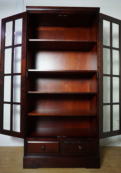 北海道民芸家具 樺材 和光 書庫 本棚 書棚 飾り棚 キャビネット 食器棚