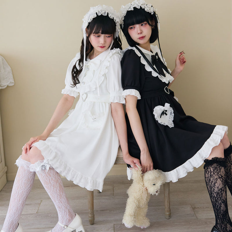 ハートポケットリボンフリルワンピース – レディースファッション通販