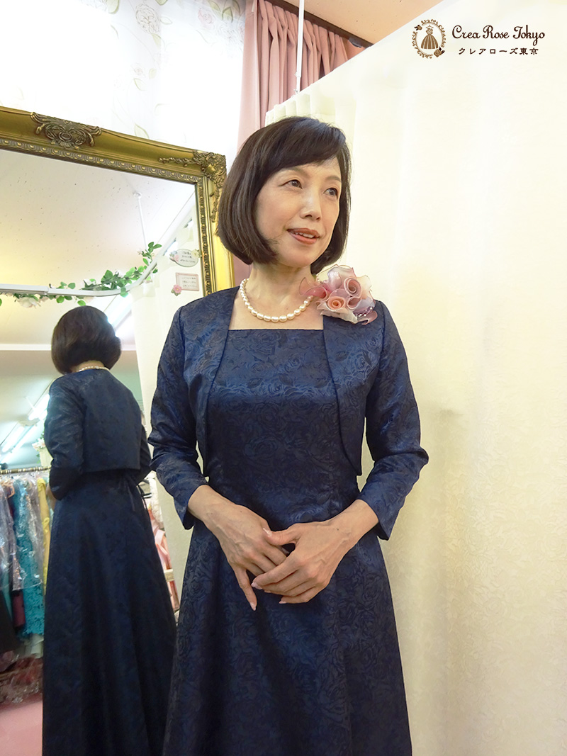 大きなサイズのマザーズドレス/正礼装母親ドレス【ミシェルネイビー