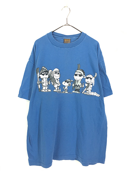 古着 90s USA製 Snoopy スヌーピー マルチ キャラクター スキー T