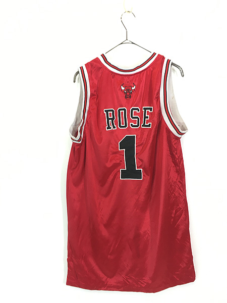 古着 adidas NBA Chicago BULLS ブルズ No1 「ROSE」 光沢 サテン