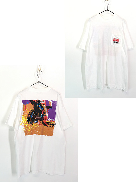 古着 90s Marlboro マルボロ バイク ビビッド アート ポケット Tシャツ