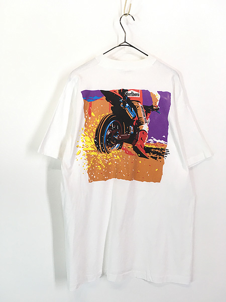 古着 90s Marlboro マルボロ バイク ビビッド アート ポケット Tシャツ