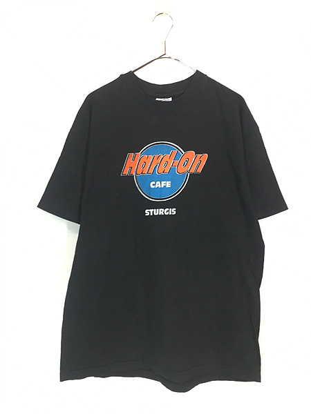 古着 90s USA製 Hard On Cafe ハードロック パロディ Tシャツ L 古着