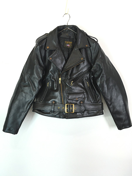 バンソン レザーライダースジャケット プロテクター付 黒色 42 大きめ