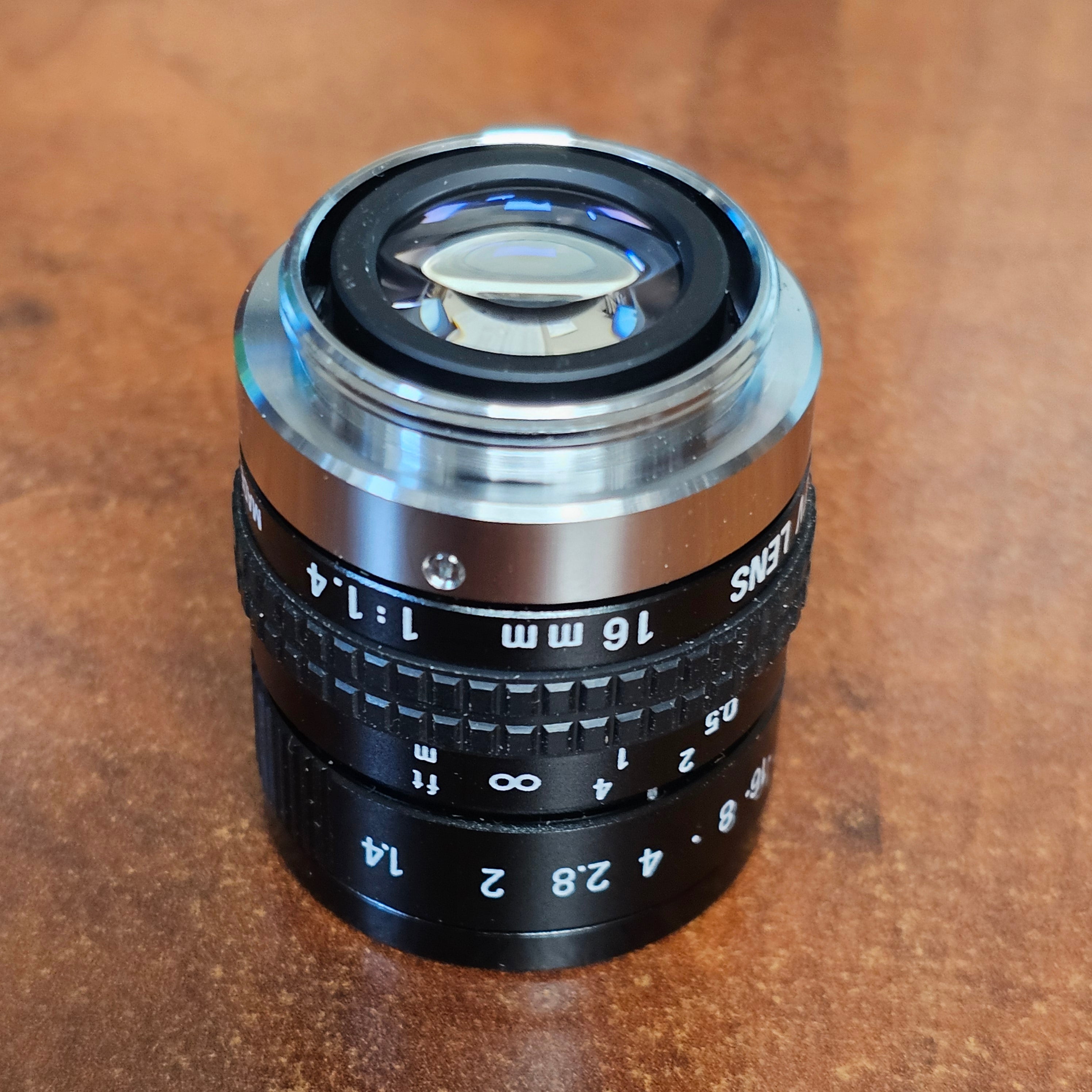 Cosmicar / Pentax 16mm f1.4 TV C-Mount Lens S# N/A – Du-All Camera