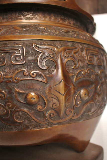 古銅 宣徳火鉢 在銘 饕餮文 古銅 宣徳火鉢 在銘 饕餮文 古銅 宣徳火鉢
