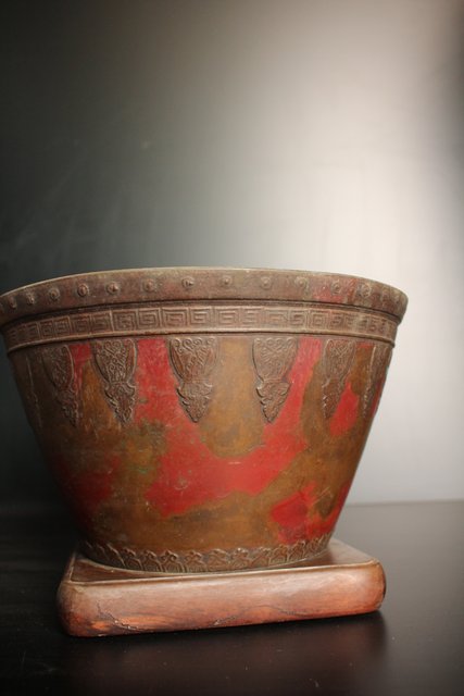 天明鋳物 正田暘谷 斑柴銅 瓶掛/火鉢 H491｜骨董店 のびる 古美術 骨董