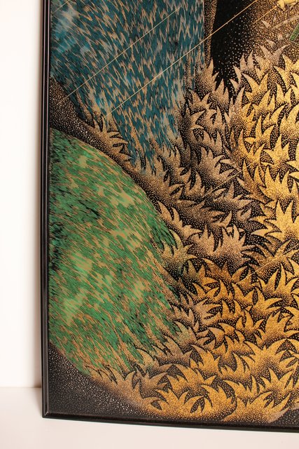 角野岩次 輪島塗 沈金アート 漆芸 輪島塗 角野岩次 沈金アート「寿松」