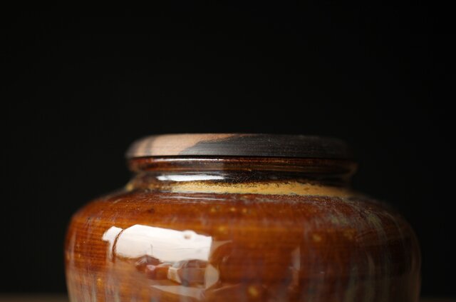 十三代 亀井味楽 高取茶入 十四代識箱 P325｜骨董店 のびる 古美術