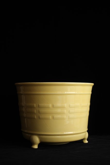 帝室技芸員 三代 清風与平 黄玓磁算木瓶掛 P224｜骨董店 のびる 古美術