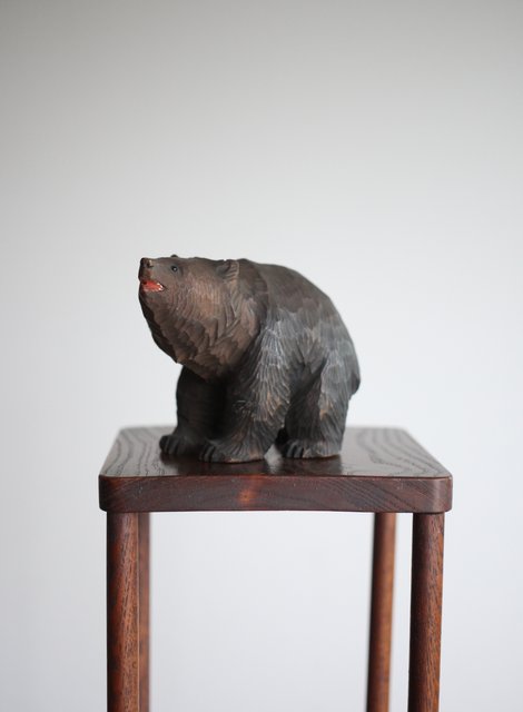 北海道 やくも八雲の木彫熊 X281｜骨董店 のびる 古美術 骨董 和風建具