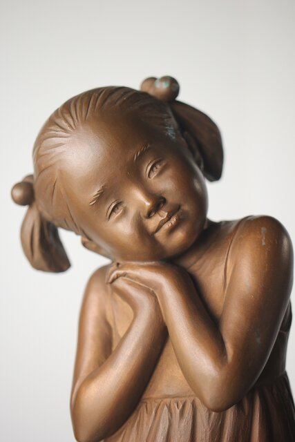 J544 加藤豊 ブロンズ像 「おもい」「そよかぜ」 2点セット