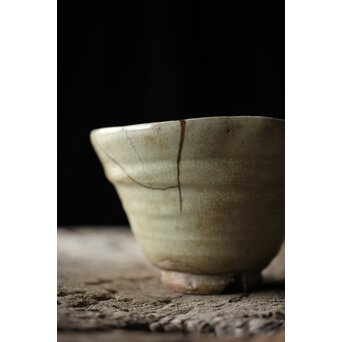 楽山焼（出雲焼）9代長岡住右衛門空味造『刷毛目平水指』（共箱）