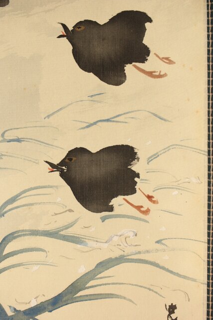 模写/尾形光琳/千波千鳥図/花鳥図/山水図/掛軸☆宝船☆AH-644 【公式通販】