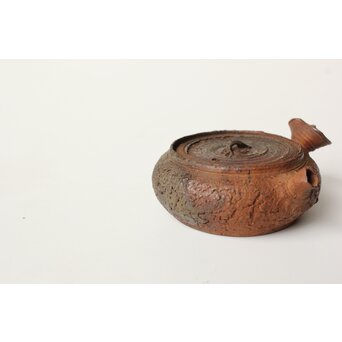 南蛮焼 横持手急須 昌平 寶山 雲林院寶山 煎茶道具 南蛮焼横持手急須