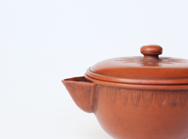 片岡二光 常滑焼 後手朱泥急須 P517｜骨董店 のびる 古美術 骨董 和風