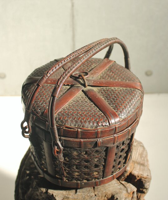 初代 早川尚古斎 竹籠 提藍 U427｜骨董店 のびる 古美術 骨董 和風建具