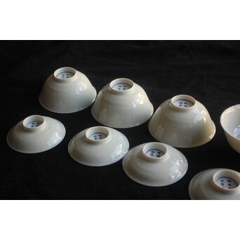 古伊万里 白磁蓋茶碗 4客 P590｜骨董店 のびる 古美術 骨董 和風建具