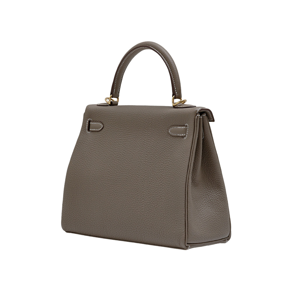 未使用] エルメス ケリー25 トゴ エトゥープ イエローゴールド金具 W