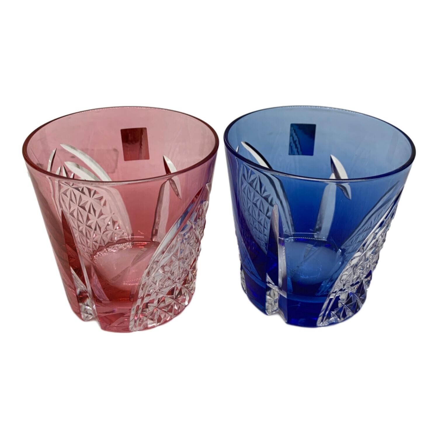 未使用】カガミクリスタル 藍色江戸切子 蓋付きシュガーボウル