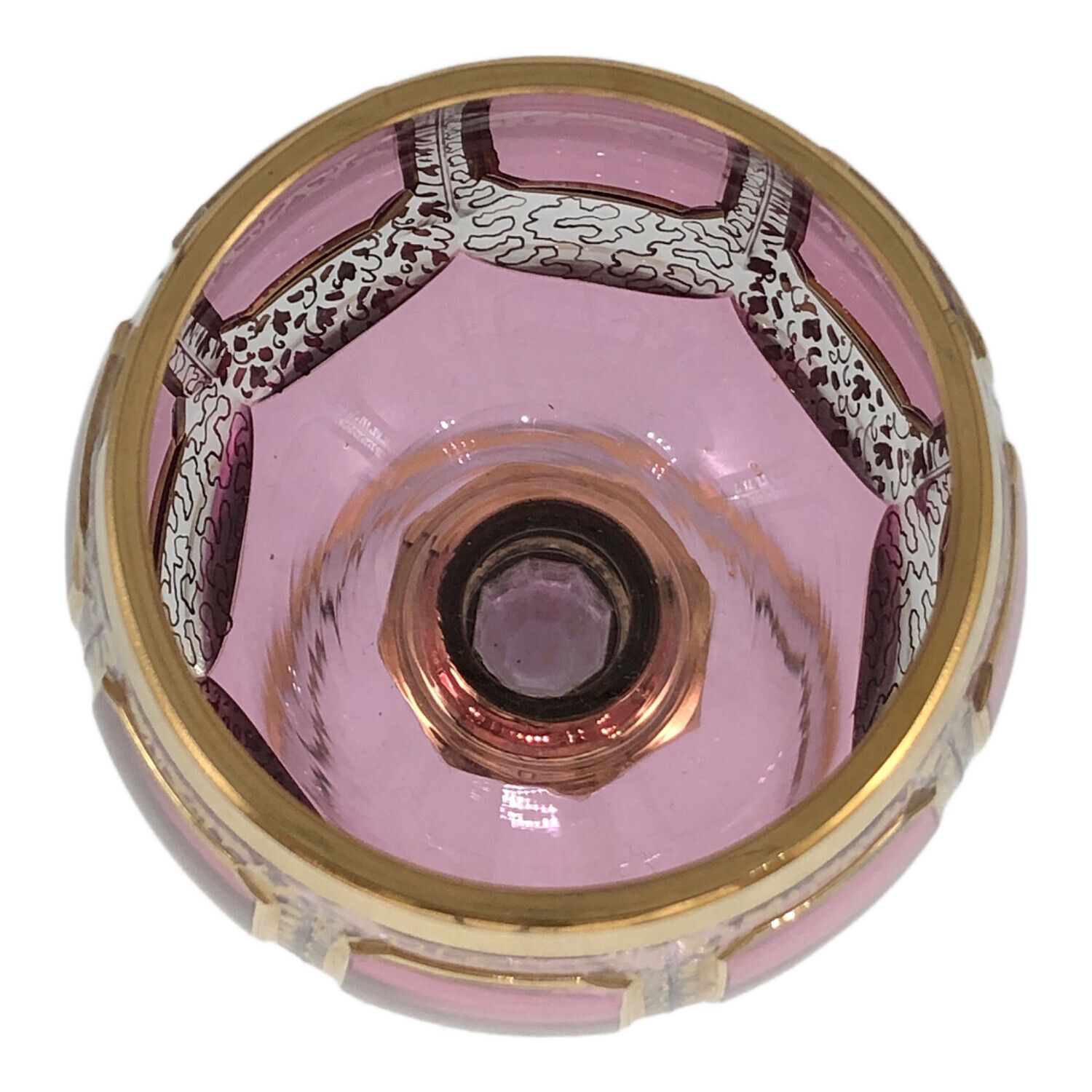 ヴィンテージBOHEMIA GLASS ピンクガラス一点もの BOHEMIA GLASS