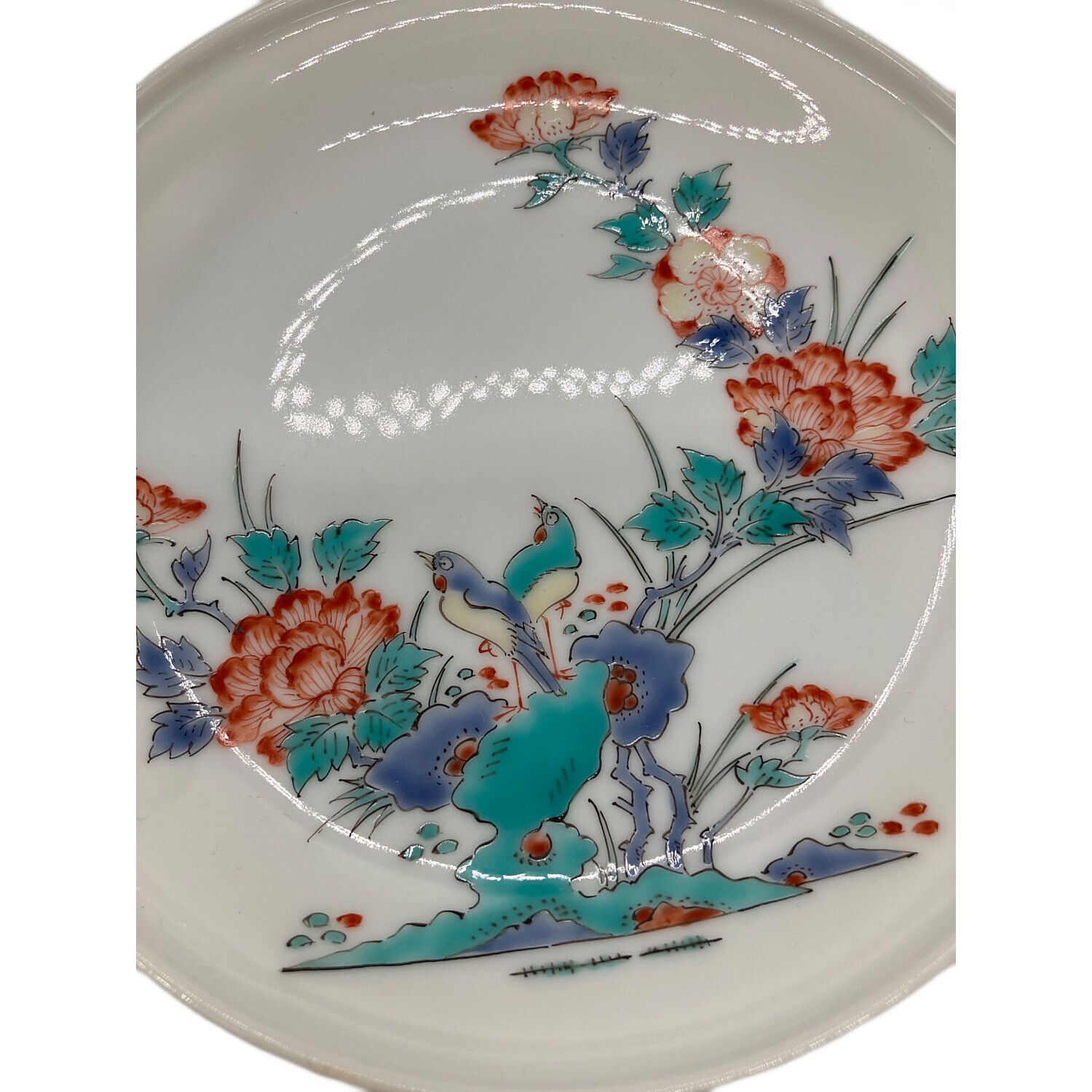 人間国宝十四代 酒井田柿右衛門 錦菊鳥文 額皿 共箱 栞 皿立付