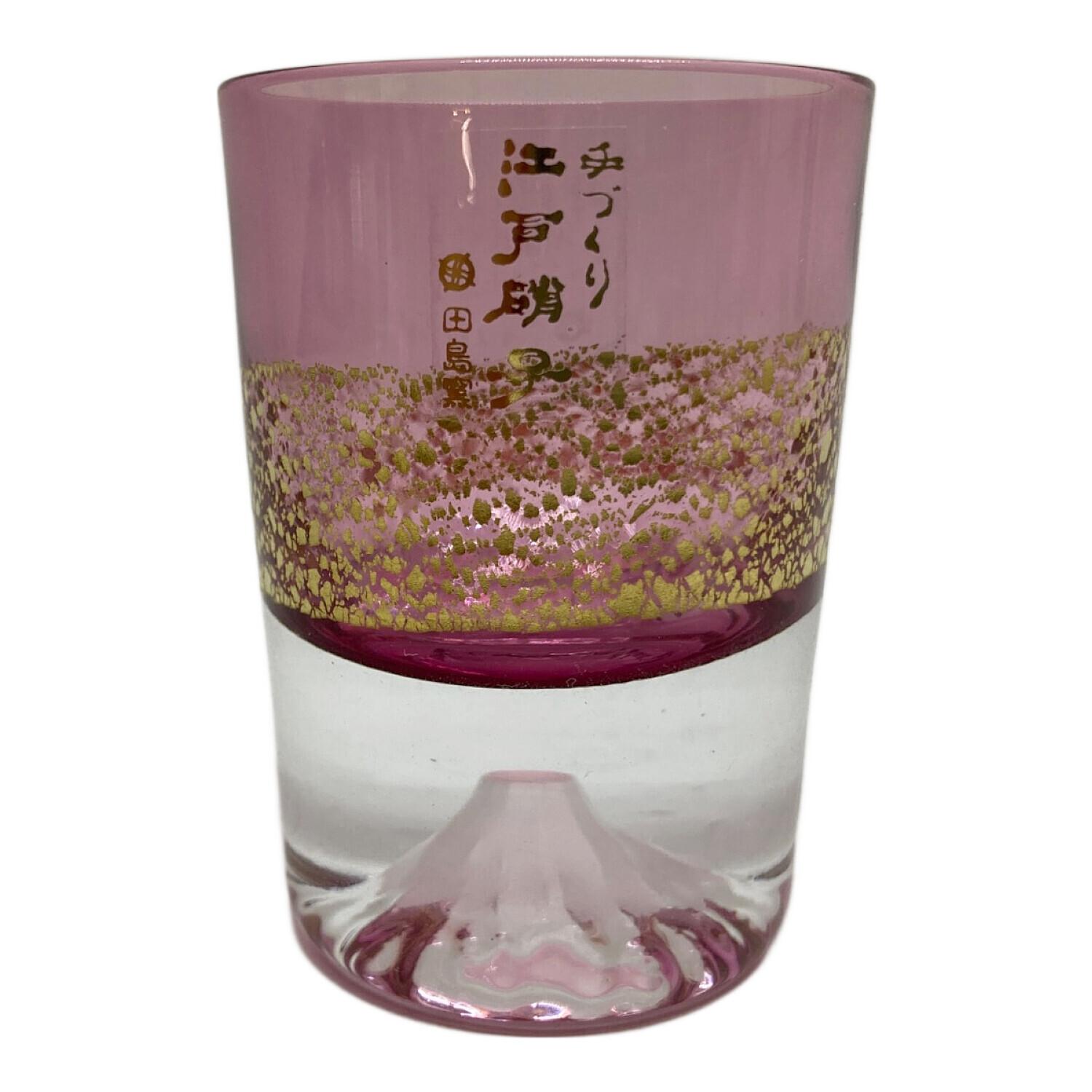 骨董 時代ガラス モールガラス 金彩 エナメル彩 薄張り 筒型 脚付