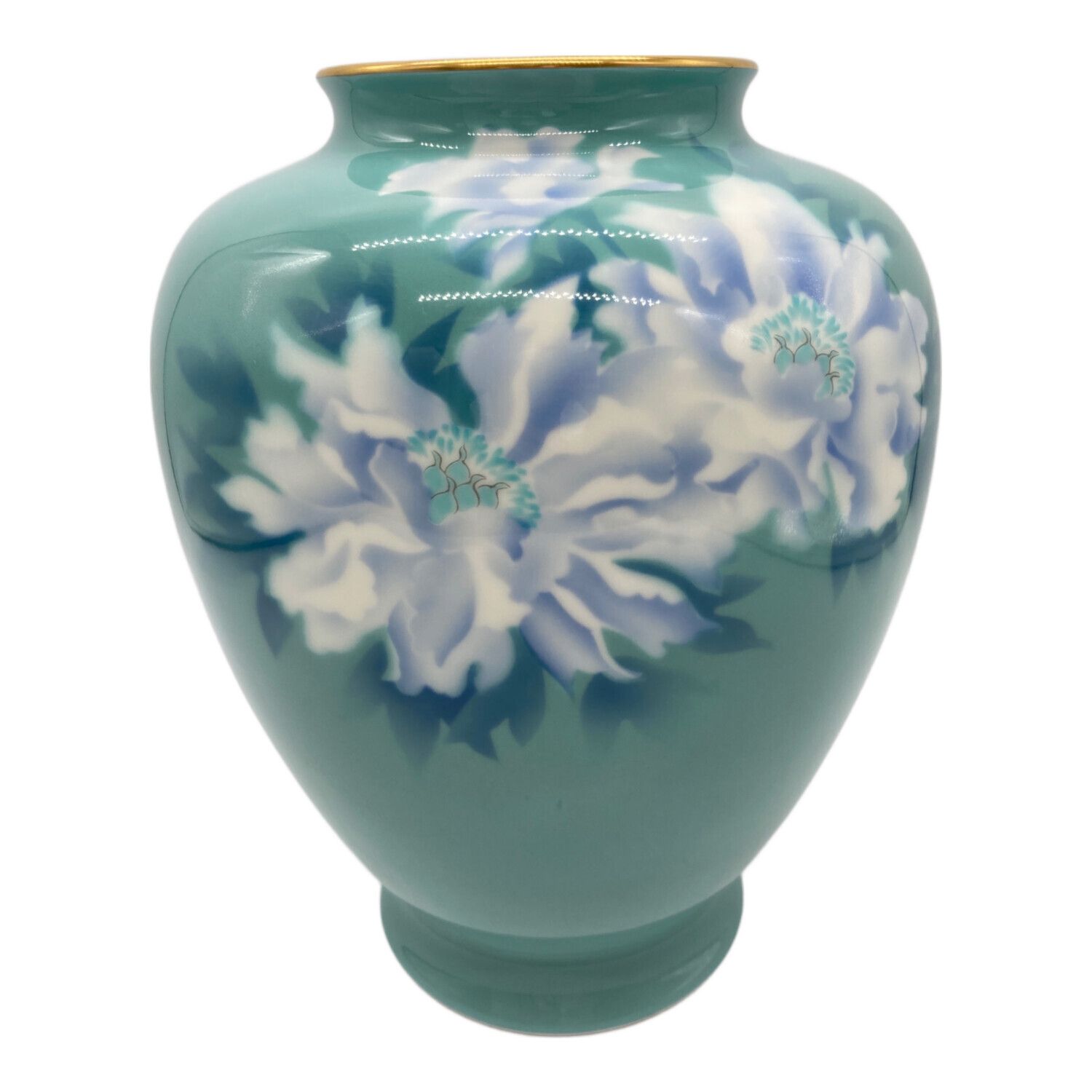 深川製磁 牡丹に雀絵図花瓶