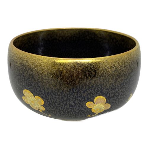 長谷川翠光 九谷焼 茶碗 金彩 梅花図 共箱 共布 茶道具 極上品