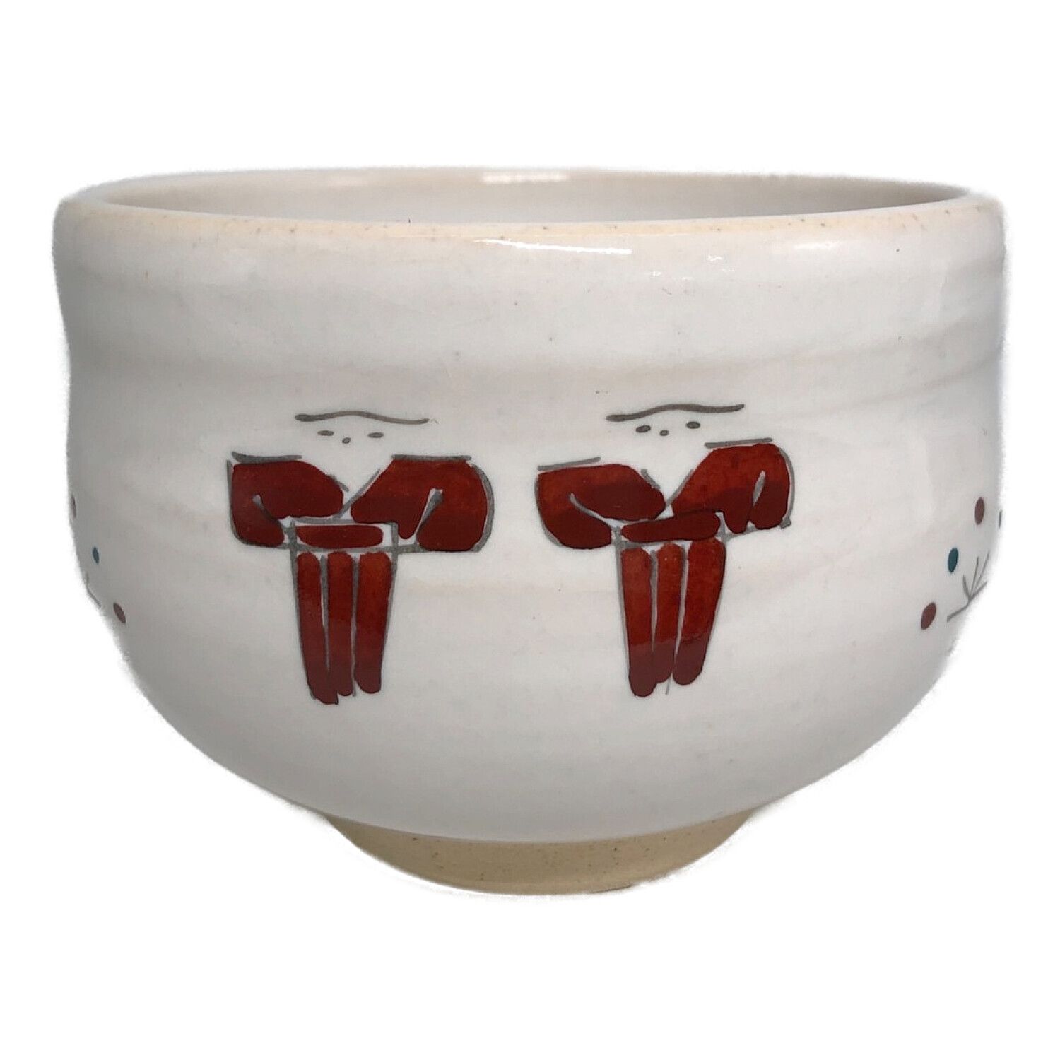 赤膚焼 筒茶碗 大塩昭山作 奈良絵 赤膚焼 大塩昭山 奈良絵茶碗