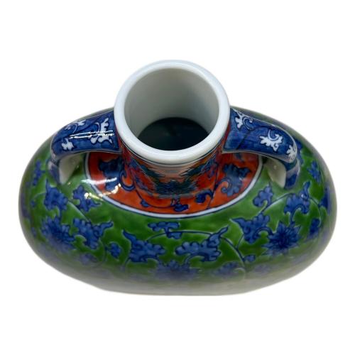 館林源右衛門 中蓋付手描きティリーフポット 茶葉入れ 緑彩葡萄絵 紅茶