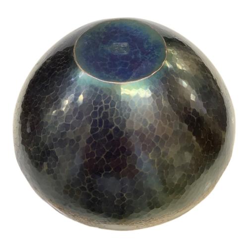 玉川堂 花瓶 銅製 大鎚目 箱付 玉川堂 銅製花瓶 鎚起銅器