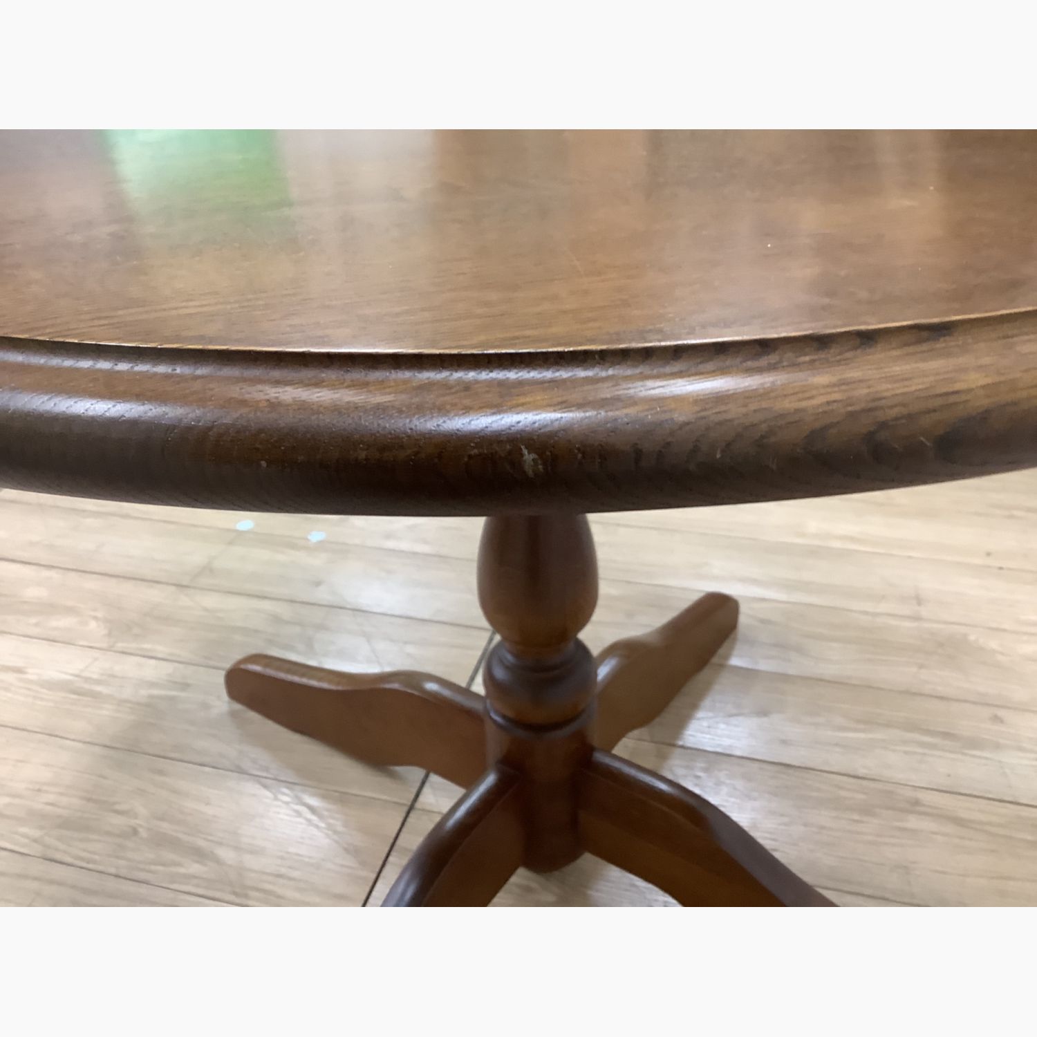 柏木工円形木製テーブル ブラウン