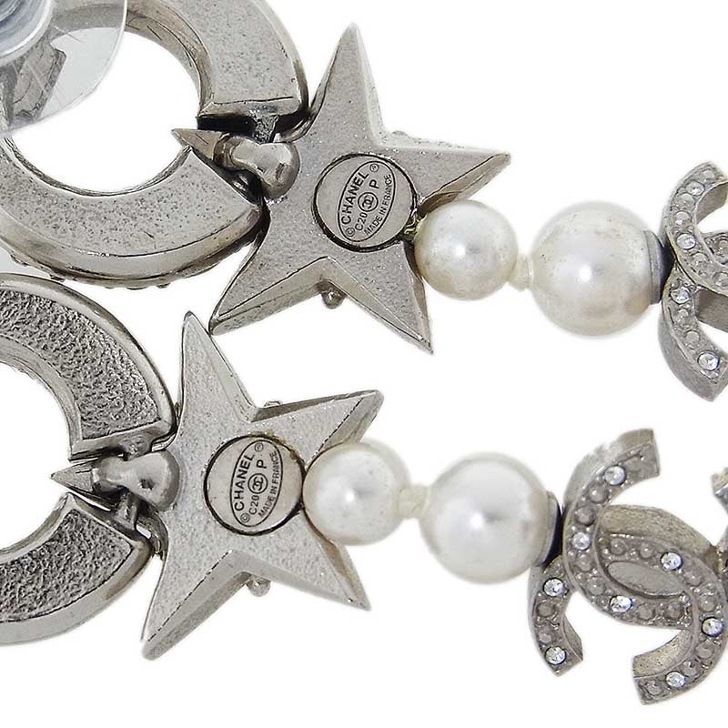 シャネル CHANEL フェイクパール ラインストーン ココマーク ピアス