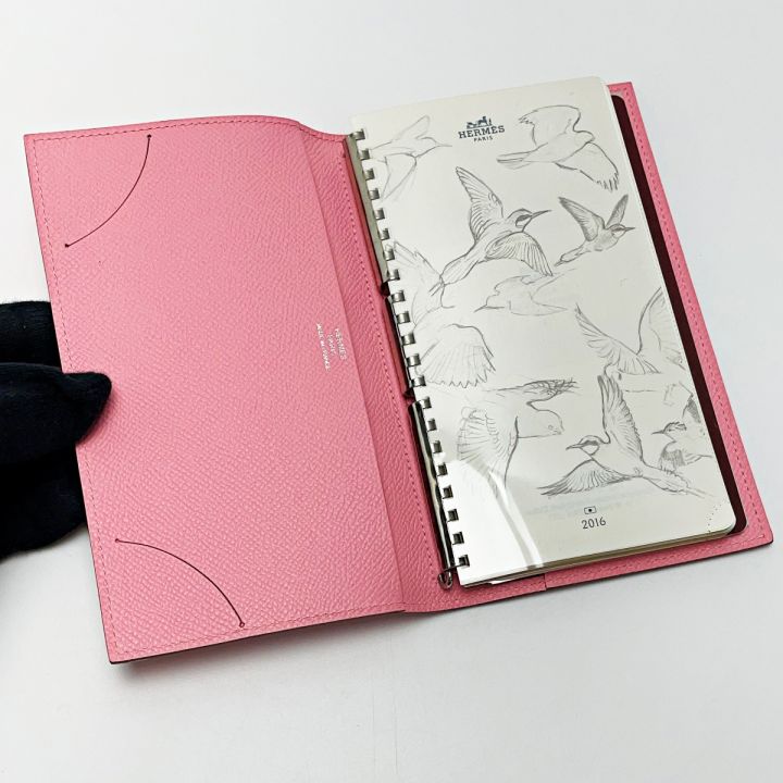エルメス ヴィジョン vision 手帳カバー バイカラー ピンク アジャンダ