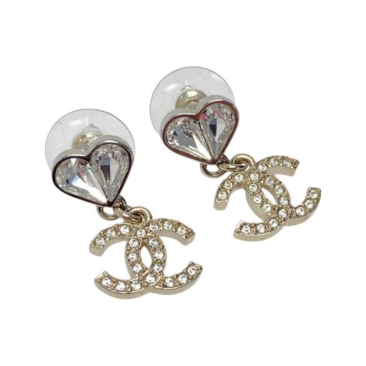 CHANEL シャネル ココマーク ハート ラインストーンピアス C23S