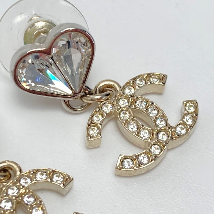 CHANEL シャネル ココマーク ハート ラインストーンピアス C23S
