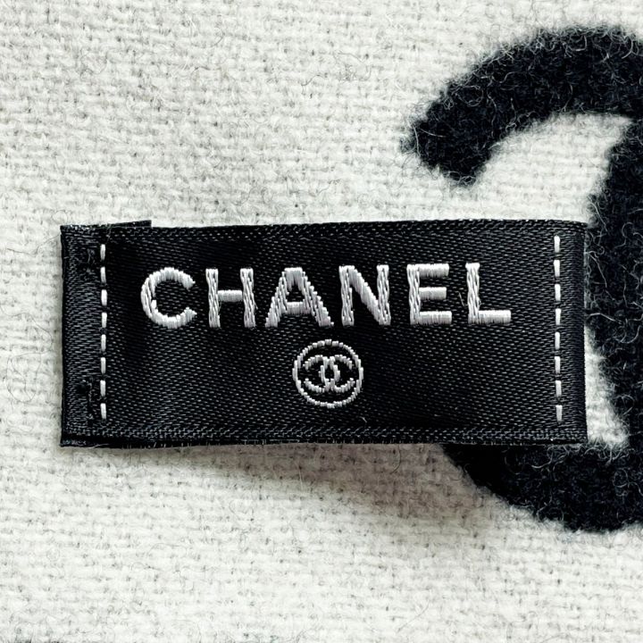 CHANEL シャネル ココマーク ブラック×ホワイト マフラー カシミヤ
