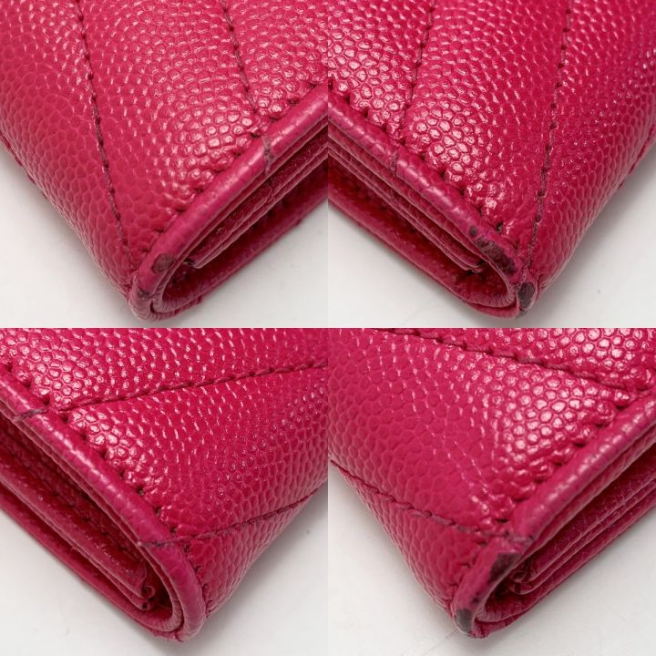 サンローラン 二つ折り財布 ピンク キャビアスキン 【公式通販】